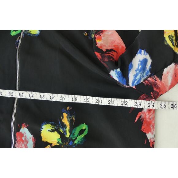 Woman's Floral Lightweight Jacket XXL Zip-Up Satin Bomber Style Cuffed Waist Y2K - Picture 4 of 8